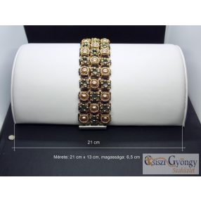   Bemutató, félkör íves - 1 db - törtfehér műbőr bevonattal, mérete: 21x13x6,5 cm