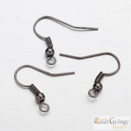 Earring Hooks - 10 pc. - gunmetal color, size: 18 mm (Nickel free)