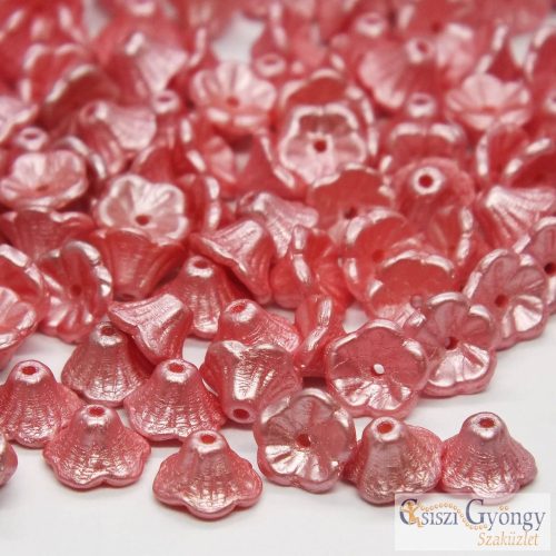 Pearl Shine Pastel Pink Coral - 30 db - 5x7 mm virág gyöngy