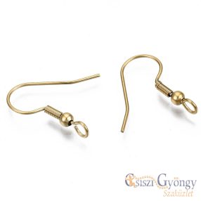 Nemesacél fülbevaló alap, 18 K arany futatott