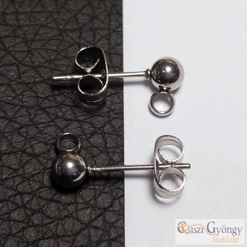 Ear Stud Components - 1 pair - stainless steel, 15mm long, hole: 2mm