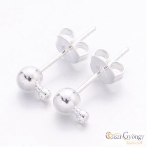   Átdugós fülbevaló alap hátoldallal, ezüst színű, 16 mm 