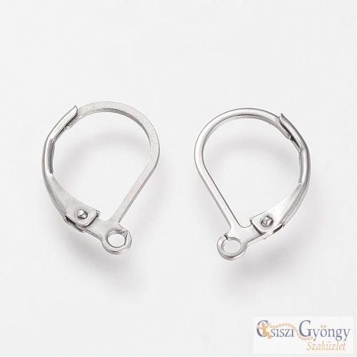 Stainless Steel Leverback Earring Findings - 2 pcs. (1 Pair) - dark silver color, size: 16x10mm
