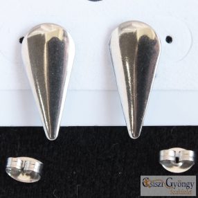 Nemesacél csepp alakú átdugós fülbevaló alap - 1 pár