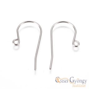 Nemesacél fülbevaló alap, 2 pár, ezüst színű