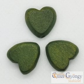 Fa szív, olajzöld, 15x15 mm