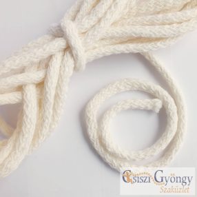   Bélelt pamutfonal, 5 mm szálátmérő, világos krém színű - méterre kapható