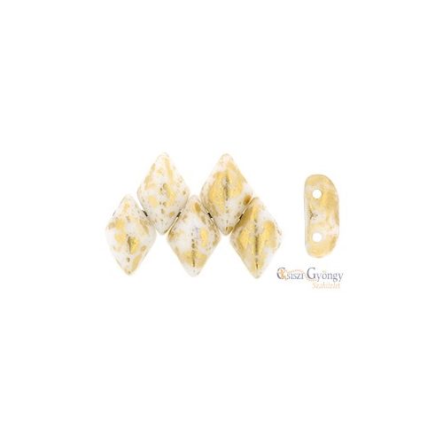Gold Spalsh White - 5 g - Gemduo gyöngy 8x5 mm
