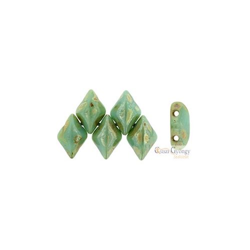 Green Turquoise Picasso Silver - 5 g - Gemduo gyöngy 8x5mm