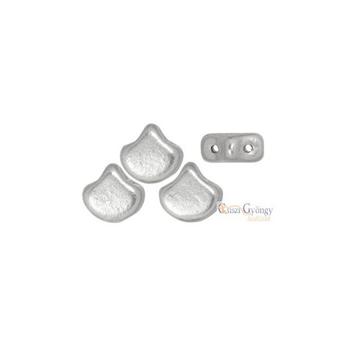 Matte Metallic Silver - 10 pcs - Ginkgo Leaf Beads 7.5x7.5 mm (K0170)