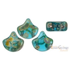 Ginkgo gyöngy, Aquamarine Picasso, 10 db