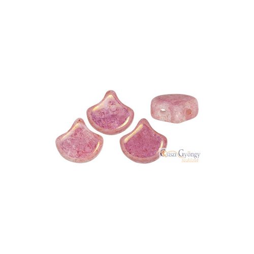 Luster Opaque Pink White - 10 db - Ginkgo Leaf gyöngy (LP03000)