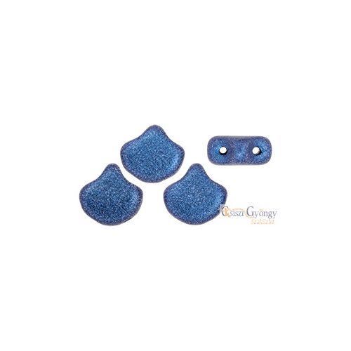 Metallic Suede Blue - 10 db - Ginkgo Leaf gyöngy 7.5x7.5 mm