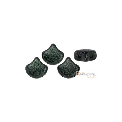 Metallic Suede Dark Green - 10 db - Ginkgo Leaf gyöngy 7.5x7.5 mm