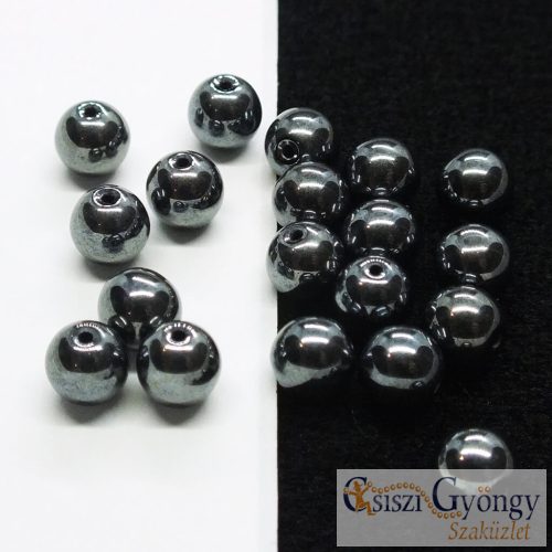 Golyó gyöngy, 3 mm - 50 db - Metallic Hematite