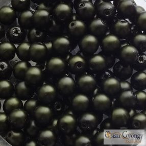   Púder Sötét Emerald Zöld - 40 db - 4 mm cseh, üveggyöngy (70158)