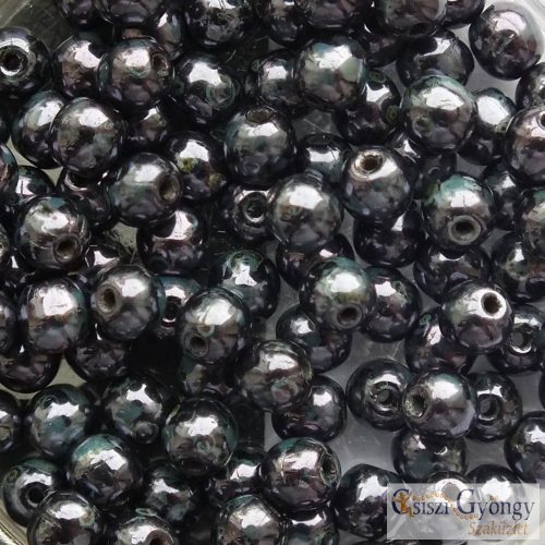 Hematite - 40 pcs. - 4 mm czech, glass, round beads