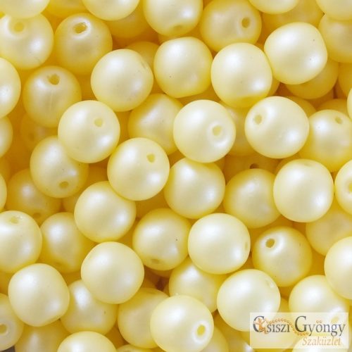 Powdery Pastel Yellow - 40 db - 4 mm Round Beads