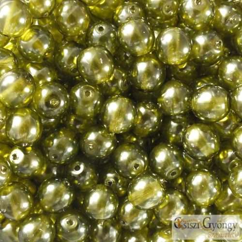 Transparent Pearl Olive - 20 pcs. - 6 mm Round Beads (63555CR)