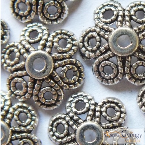 Inda gyöngykupak - 1 db - antik ezüst színű, mérete: 12mm