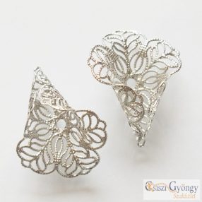 Gyöngykupak Filigrán - 1 db - ezüst színű, 28x24x16 mm