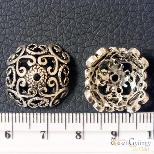 Tibetan Style Bead Cap - 1 pcs. - antique silver color, size: 17x17x9mm, Hole: 1,5 mm 