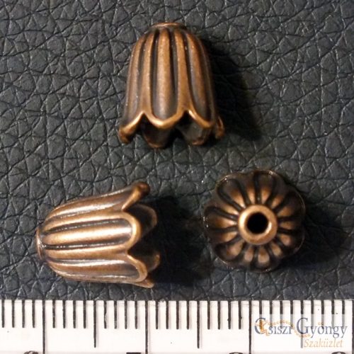 Gyöngykupak - 1 db - antik bronz színű, mérete: 10x10mm