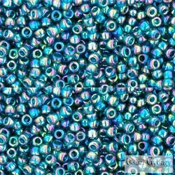 0167BD - Transparent Rainbow Teal - 10 g - 11/0 Toho japán kásagyöngy