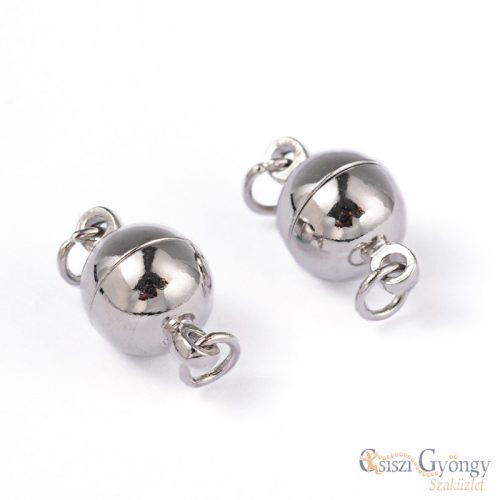 Round Magnetic Clasp - 1 Stk. - silber Farbe, Grösse: 8 mm (Nickel Free)