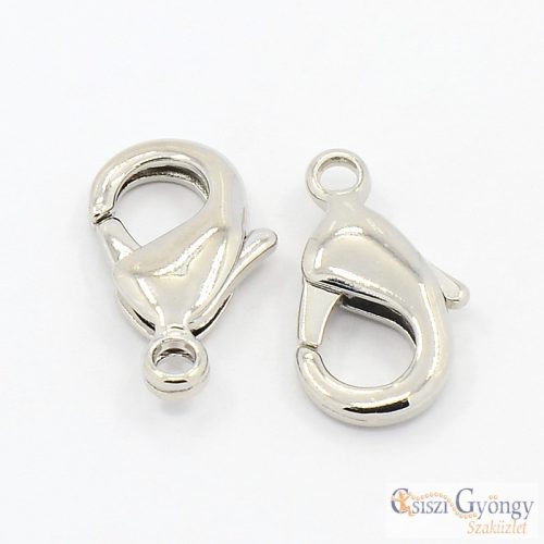 Lobster Claw Clasp - 10 db - silver color, size: about 12mm long, 6mm wide