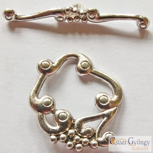 Toggle Clasp - 1 pc. - silver color, size: about 30 mm (Nickel, Lead and Cadmium Free)