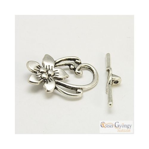 Flower Toggle Clasp - 1 pc. - silver color, about 29 mm