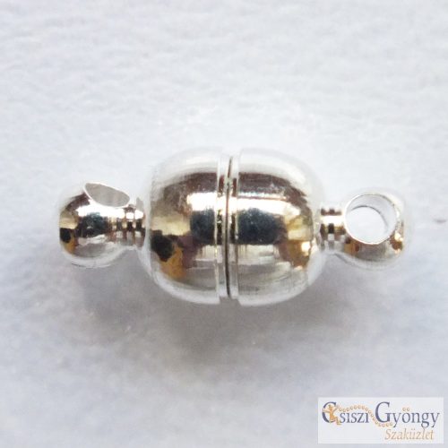 Round Brass Magnetic Clasp - 1 pc. - silver color, size: 5 mm
