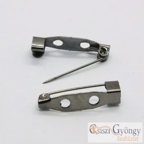 Kitűző alap, sötét ezüst, 2 lyukú, 20 mm 