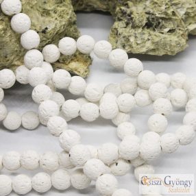 Lávakő, fehér, 8 mm ásványgyöngy