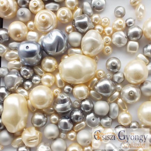 Tekla gyöngy mix, szürke-krém - 20 g