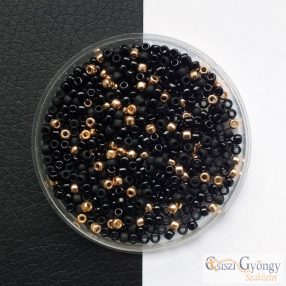 Fekete/Arany - 10 g - Toho kásagyöngy mix, méret: 11/0