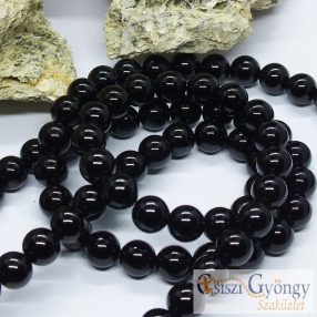 Obszidián ásványgyöngy, 8 mm, 1 szál (45-46 db)