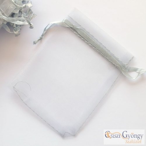 Ezüst Organza Tasak, 12x9 cm - 1 db