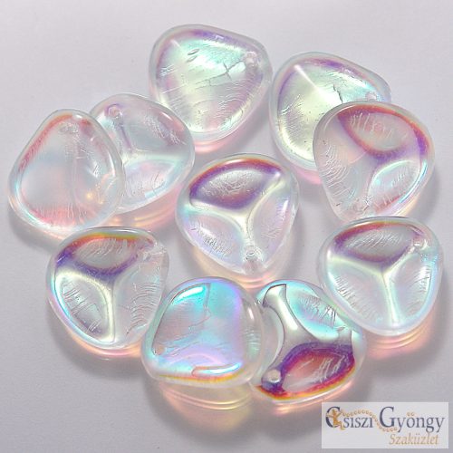Crystal AB - 1 db - rózsaszirom gyöngy (Rose Petal), méret: 14x13mm