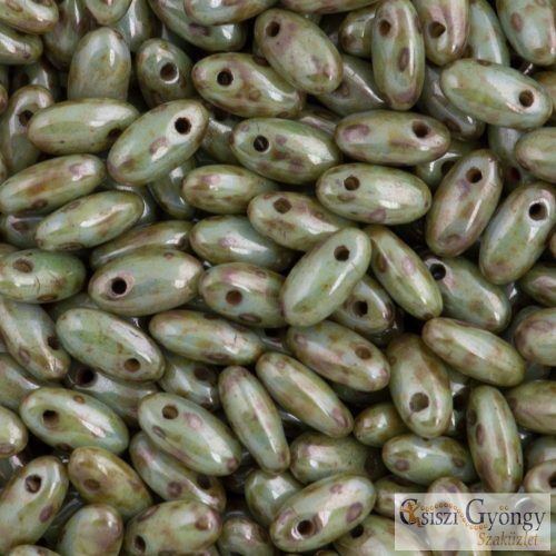 Luster Green Opaque White - 10 g - Rizo Beads 2.5x6mm (LN03000)