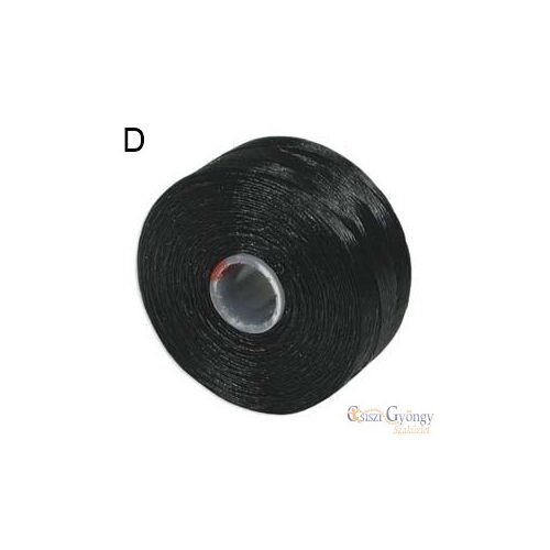 Fekete - 1 db - S-lon D gyöngyfűző cérna, hossza kb. 71,5 méter