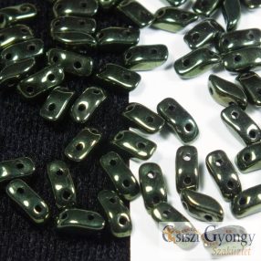Metallic Olivine - 20 db - Stormduo gyöngy, 3x7 mm