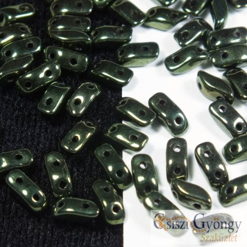 Metallic Olivine - 20 db - Stormduo gyöngy, 3x7 mm