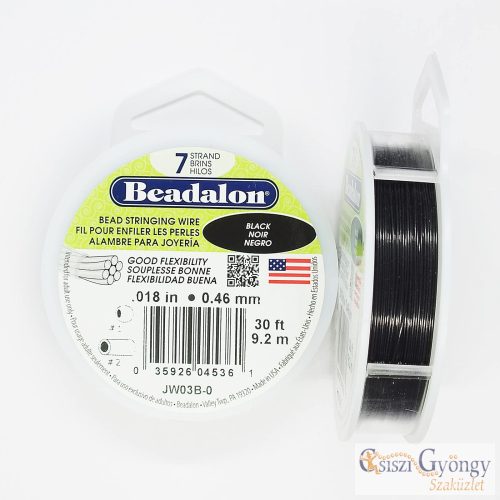 Beadalon Bead Stringing Wire Black - 1 Roll - .018 in, 30 ft