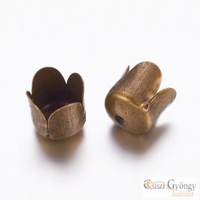   Végzáró elem - 10 db - antik réz színű, hossza: kb. 7 mm, átmérő: 6.5mm  furat: 1 mm