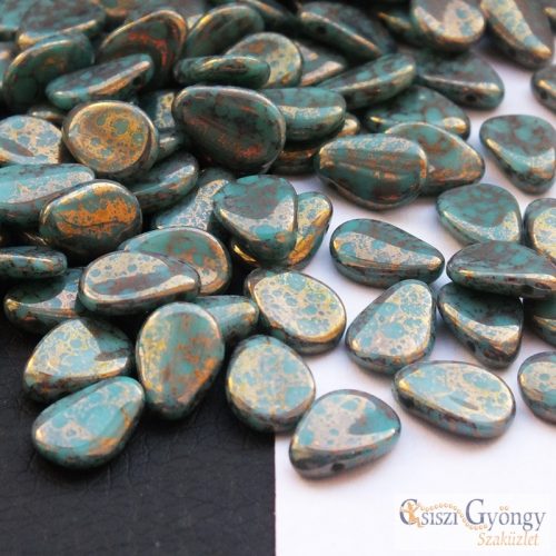 Turquoise Bronze Picasso - 1 db - 8x11 mm virágszirom (63130/15496)